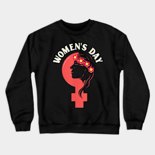 International Womens Day Beautiful Girl Flowers Symbol Crewneck Sweatshirt